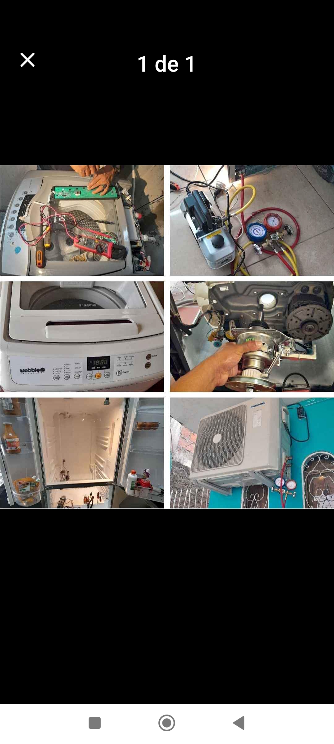 Lavadora, refrigeradora, aire acondicionado 1